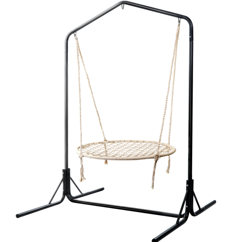 Gardeon Hammock Chair Kids Swing with Stand 100cm - Cream-0