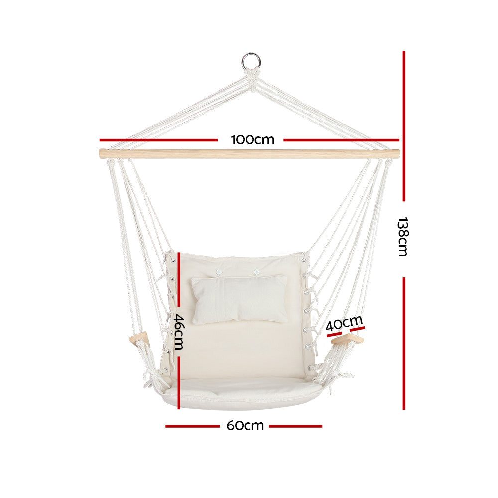 Gardeon Hammock Hanging Swing Chair - Cream-1