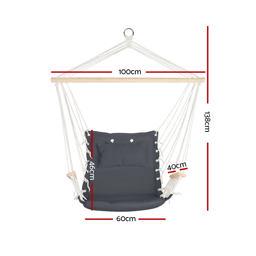 Gardeon Hammock Hanging Swing Chair - Grey-1