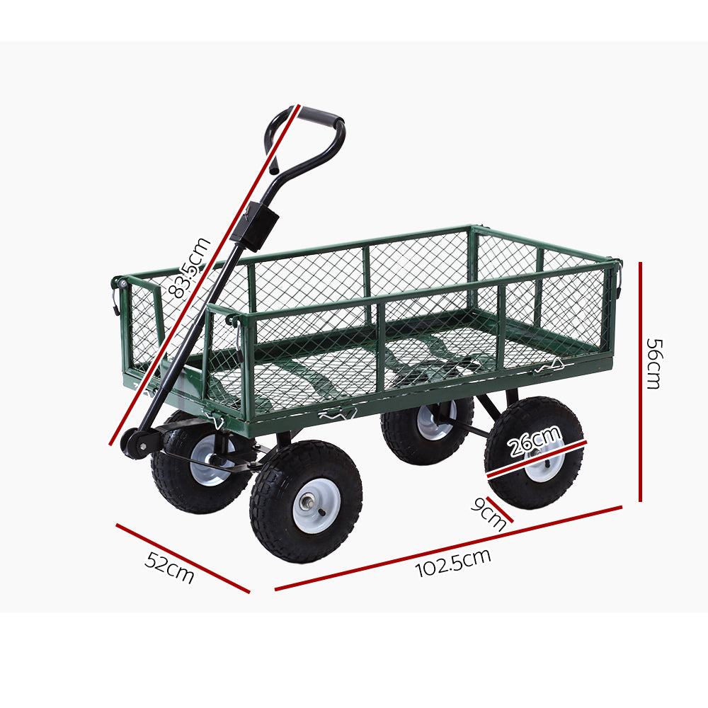 Gardeon Mesh Garden Steel Cart - Green-1