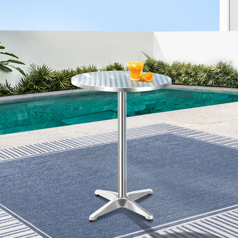 Gardeon Outdoor Bar Table Indoor Furniture Adjustable Aluminium Round 70/110cm-6