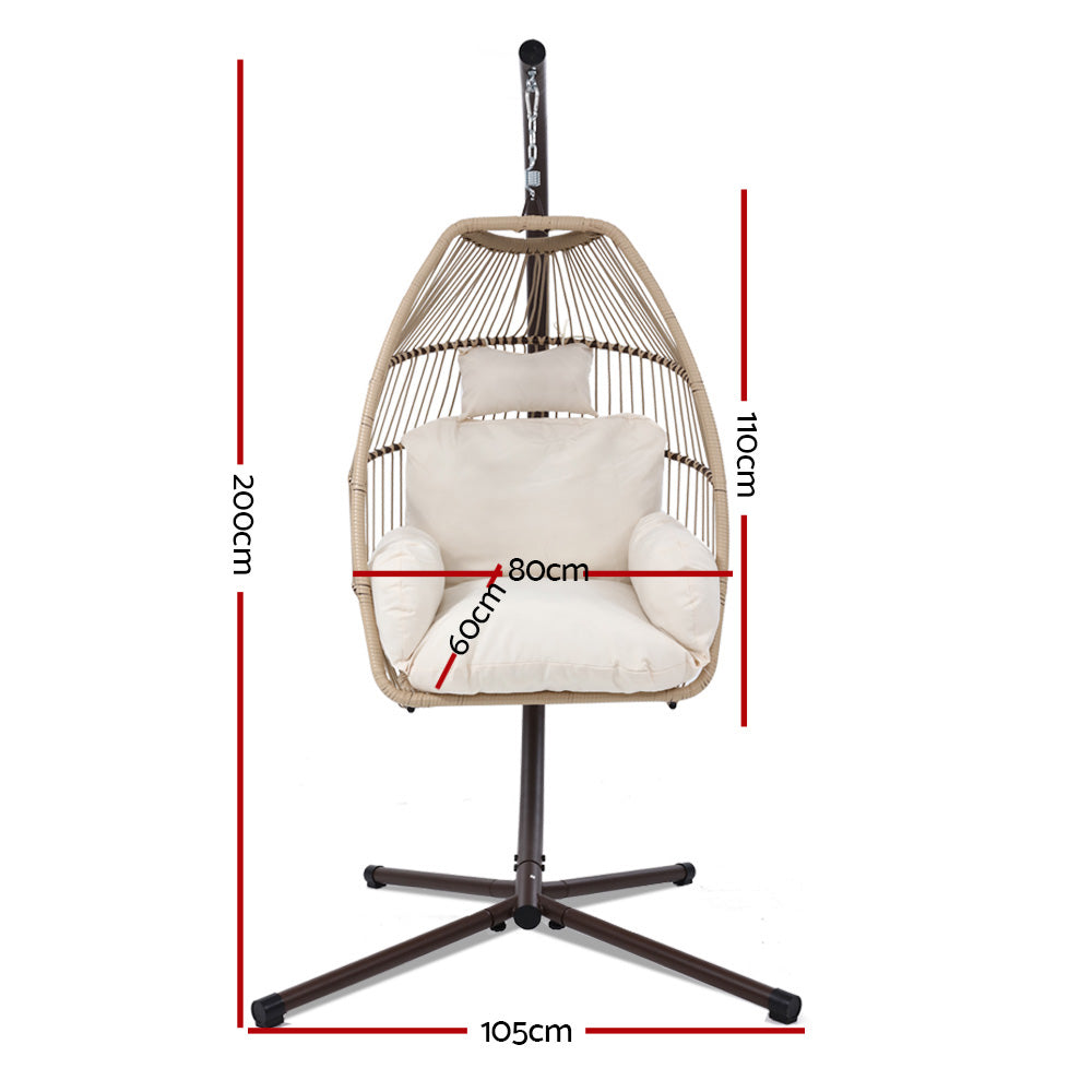 Gardeon Outdoor Furniture Egg Hanging Swing Chair Stand Wicker Rattan Hammock-1