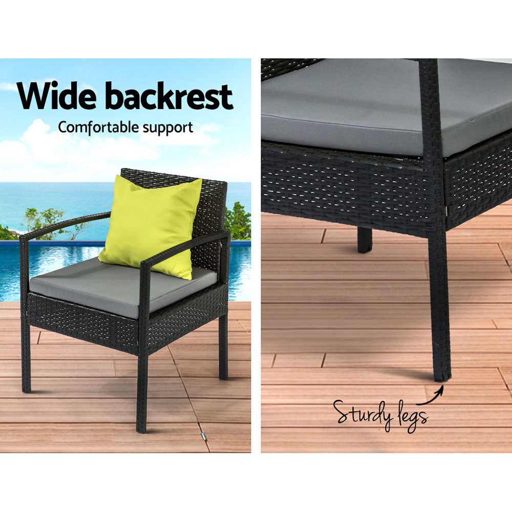 Gardeon Outdoor Furniture Lounge Setting Garden Patio Wicker Cover Table Chairs-4