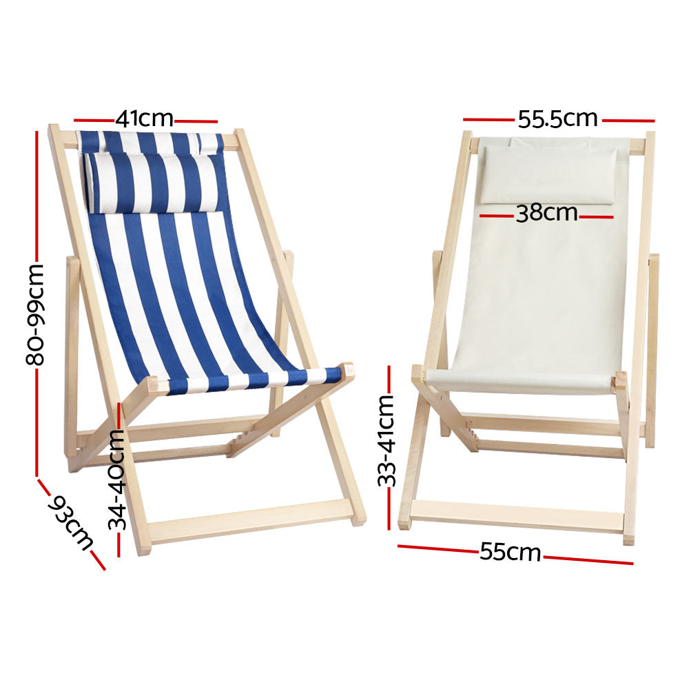 Gardeon Outdoor Furniture Sun Lounge Beach Chairs Deck Chair Folding Wooden Patio-1