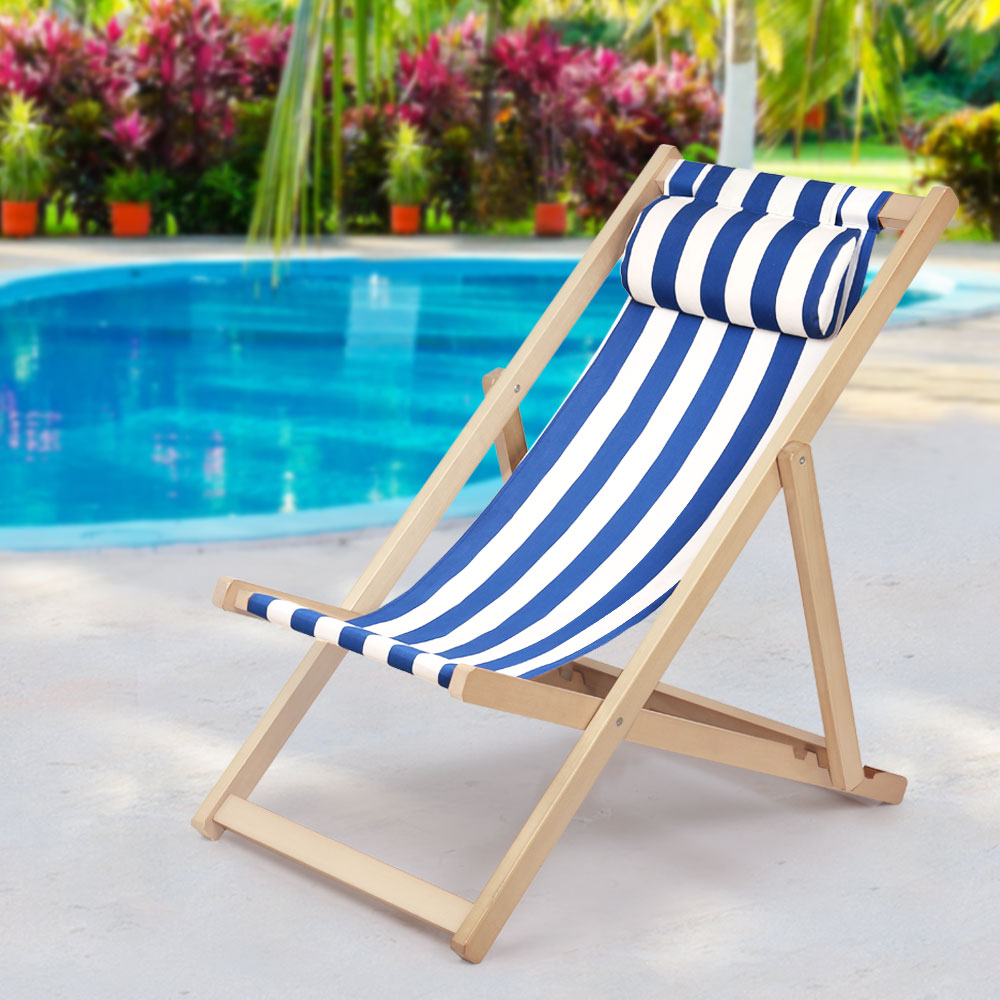 Gardeon Outdoor Furniture Sun Lounge Beach Chairs Deck Chair Folding Wooden Patio-7