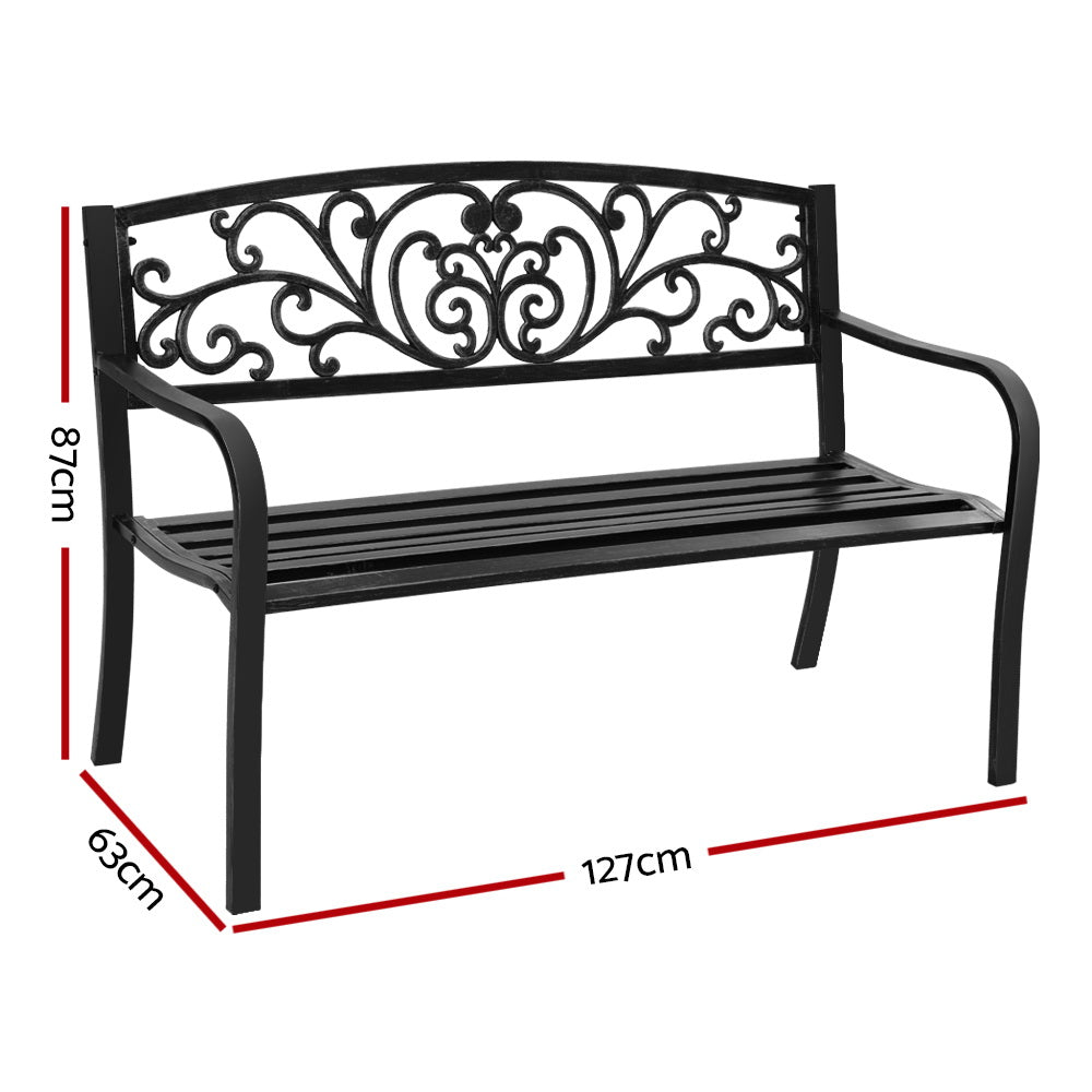 Gardeon Outdoor Garden Bench - Black-1