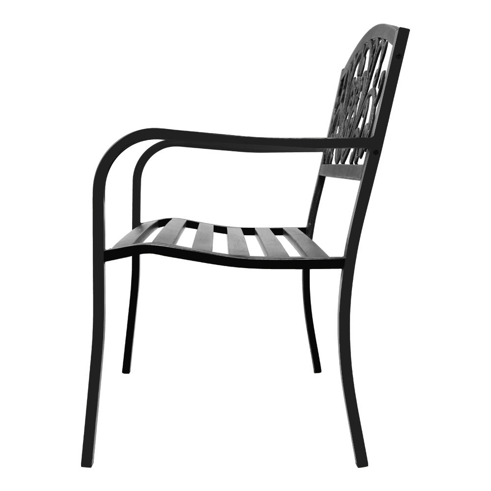 Gardeon Outdoor Garden Bench - Black-3