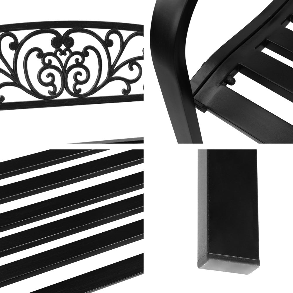 Gardeon Outdoor Garden Bench - Black-4