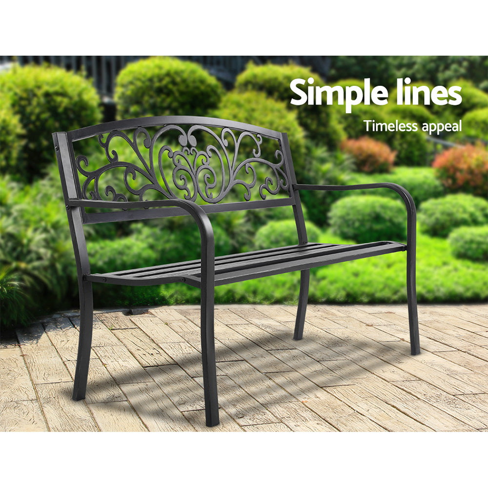 Gardeon Outdoor Garden Bench - Black-5