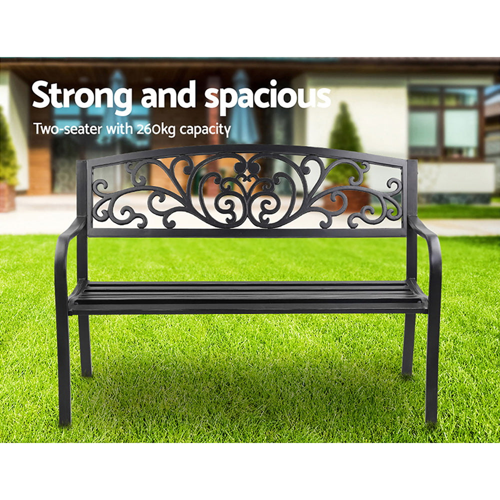 Gardeon Outdoor Garden Bench - Black-6