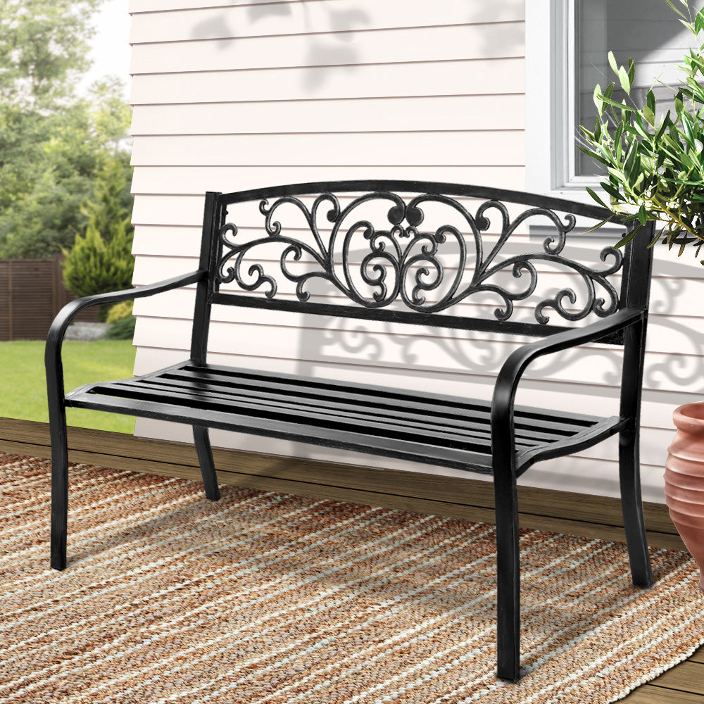 Gardeon Outdoor Garden Bench - Black-7