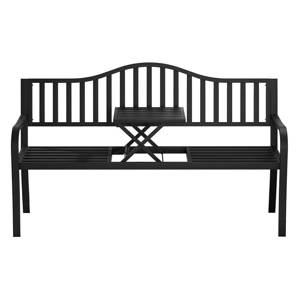 Gardeon Outdoor Garden Bench Steel Foldable Table Furniture Patio Loveseat-2