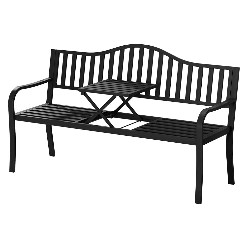 Gardeon Outdoor Garden Bench Steel Foldable Table Furniture Patio Loveseat-0