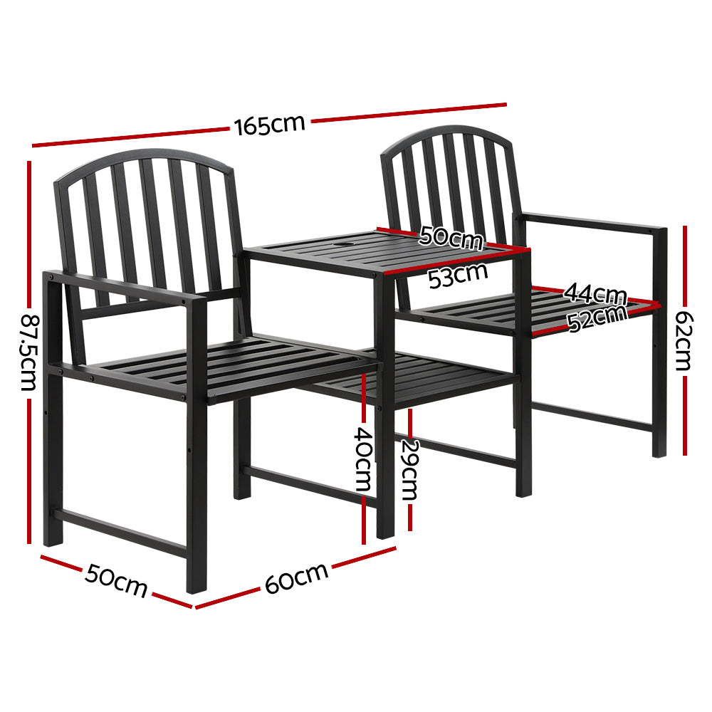 Gardeon Outdoor Garden Bench Steel Table and chair Patio Furniture Loveseat Park-1