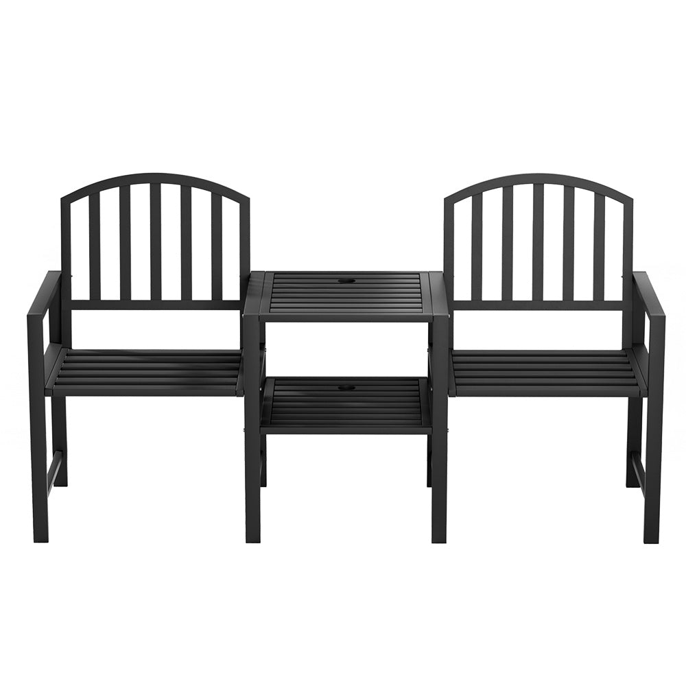 Gardeon Outdoor Garden Bench Steel Table and chair Patio Furniture Loveseat Park-2