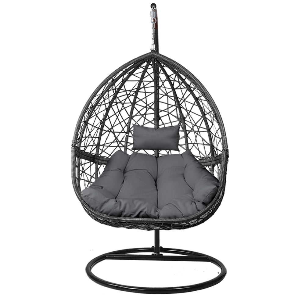 Gardeon Outdoor Hanging Swing Chair - Black-2