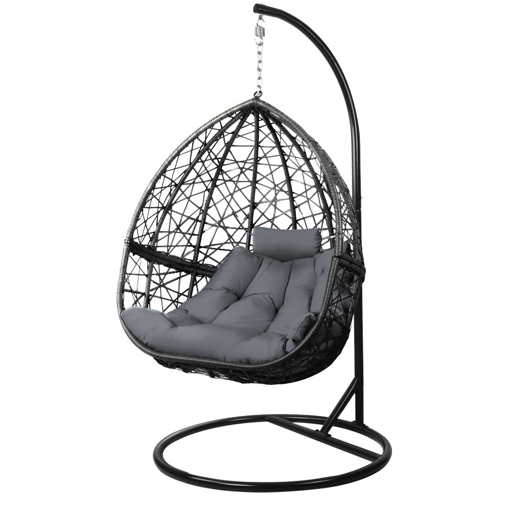 Gardeon Outdoor Hanging Swing Chair - Black-0