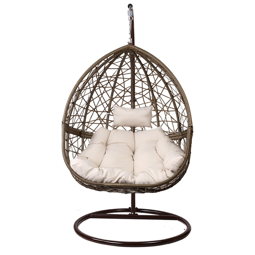 Gardeon Outdoor Hanging Swing Chair - Brown-2