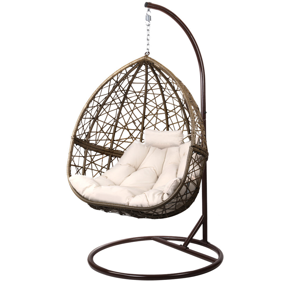 Gardeon Outdoor Hanging Swing Chair - Brown-0