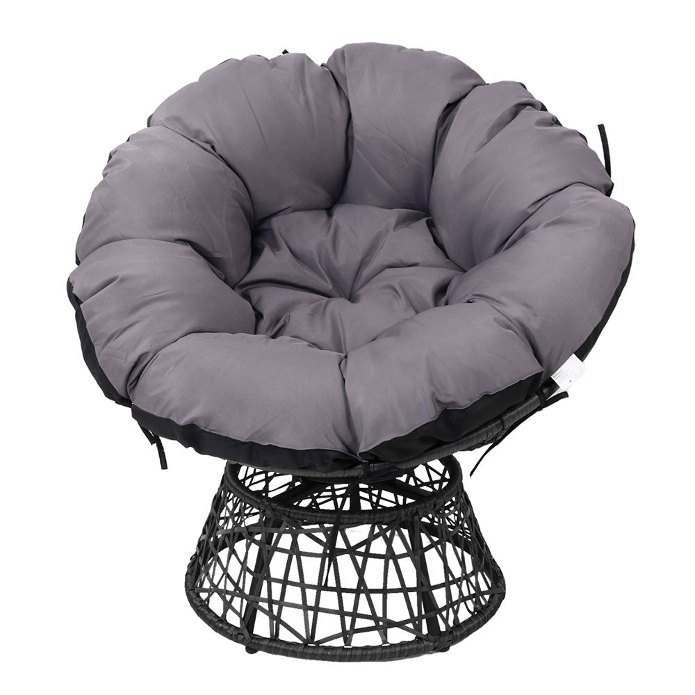 Gardeon Outdoor Papasan Chairs Lounge Setting Patio Furniture Wicker Black-2