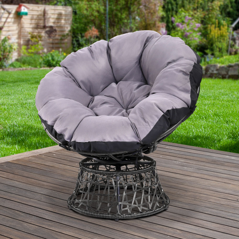 Gardeon Outdoor Papasan Chairs Lounge Setting Patio Furniture Wicker Black-7