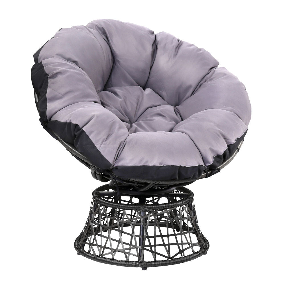 Gardeon Outdoor Papasan Chairs Lounge Setting Patio Furniture Wicker Black-0