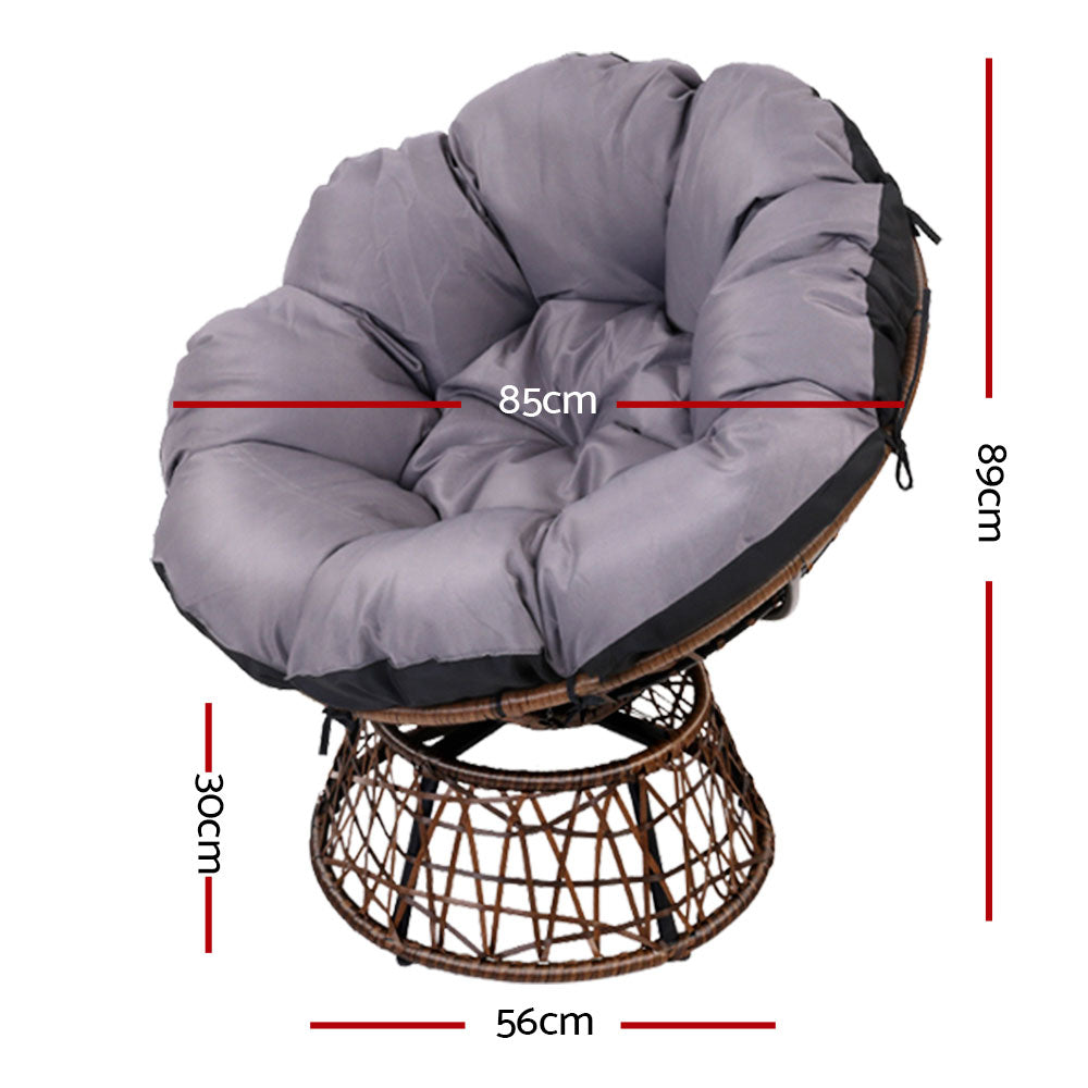 Gardeon Outdoor Papasan Chairs Lounge Setting Patio Furniture Wicker Brown-1