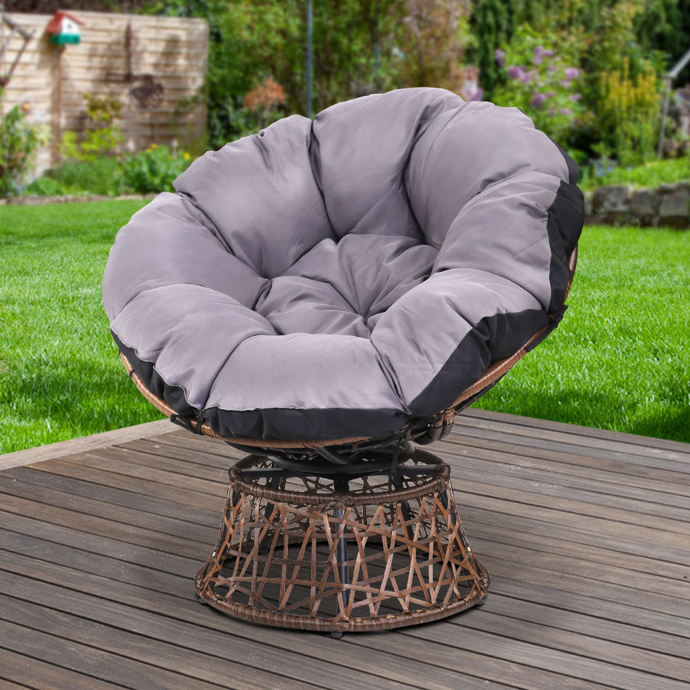 Gardeon Outdoor Papasan Chairs Lounge Setting Patio Furniture Wicker Brown-7