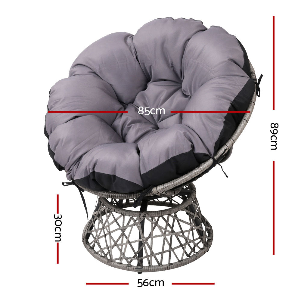 Gardeon Outdoor Papasan Chairs Lounge Setting Patio Furniture Wicker Grey-1