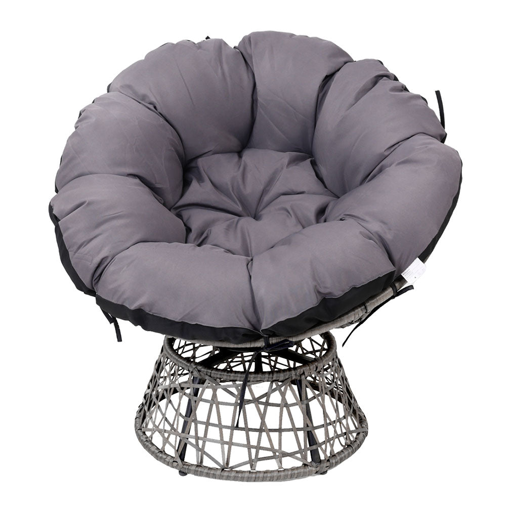 Gardeon Outdoor Papasan Chairs Lounge Setting Patio Furniture Wicker Grey-2