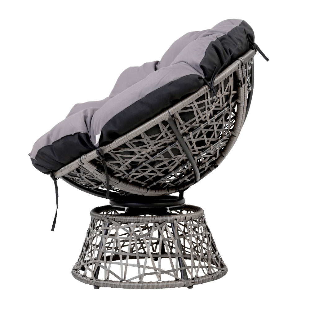 Gardeon Outdoor Papasan Chairs Lounge Setting Patio Furniture Wicker Grey-3