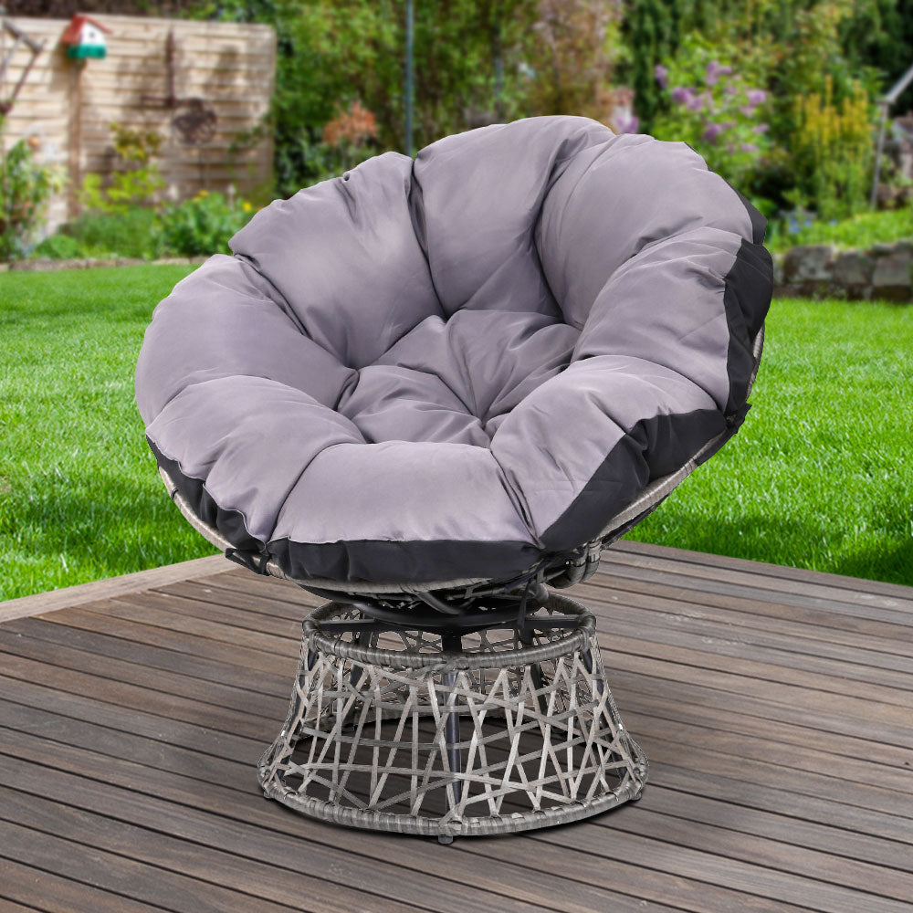 Gardeon Outdoor Papasan Chairs Lounge Setting Patio Furniture Wicker Grey-7