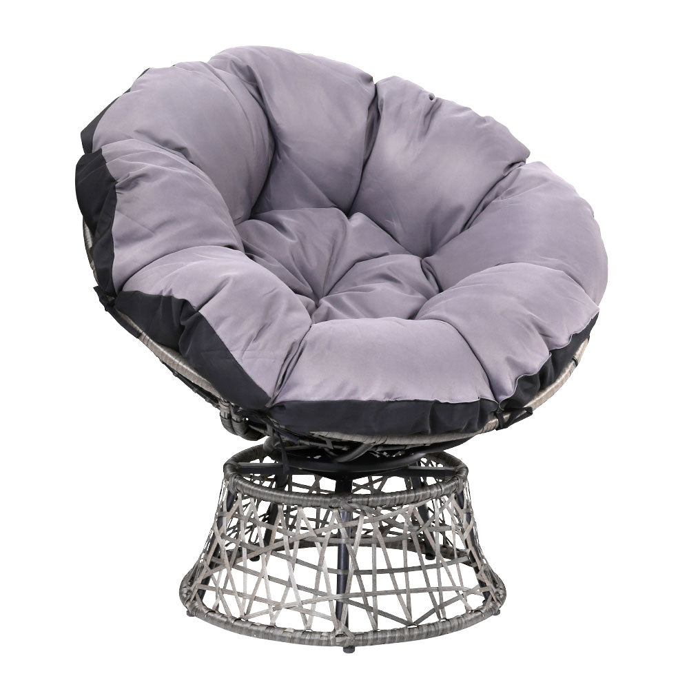 Gardeon Outdoor Papasan Chairs Lounge Setting Patio Furniture Wicker Grey-0