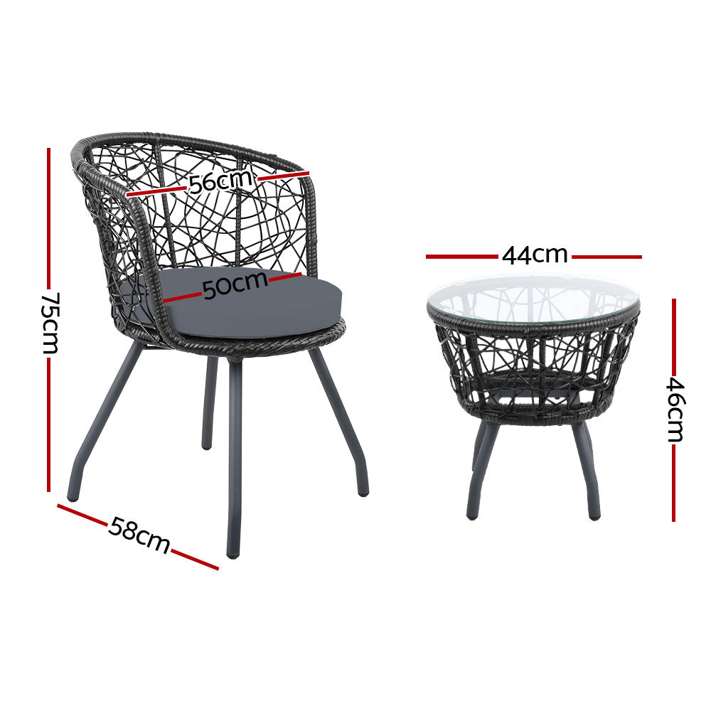 Gardeon Outdoor Patio Chair and Table - Black-1