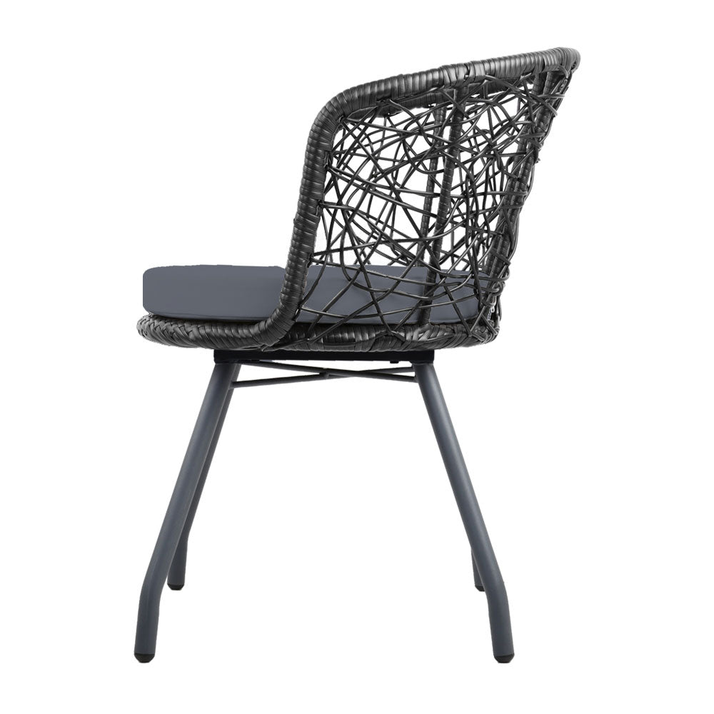 Gardeon Outdoor Patio Chair and Table - Black-3