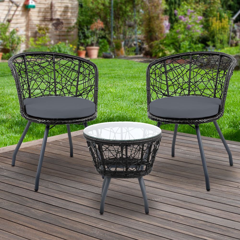 Gardeon Outdoor Patio Chair and Table - Black-7