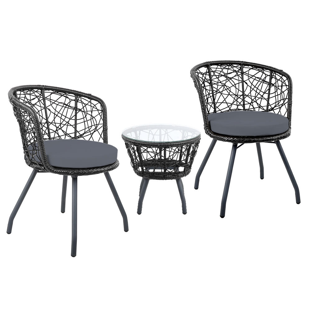 Gardeon Outdoor Patio Chair and Table - Black-0