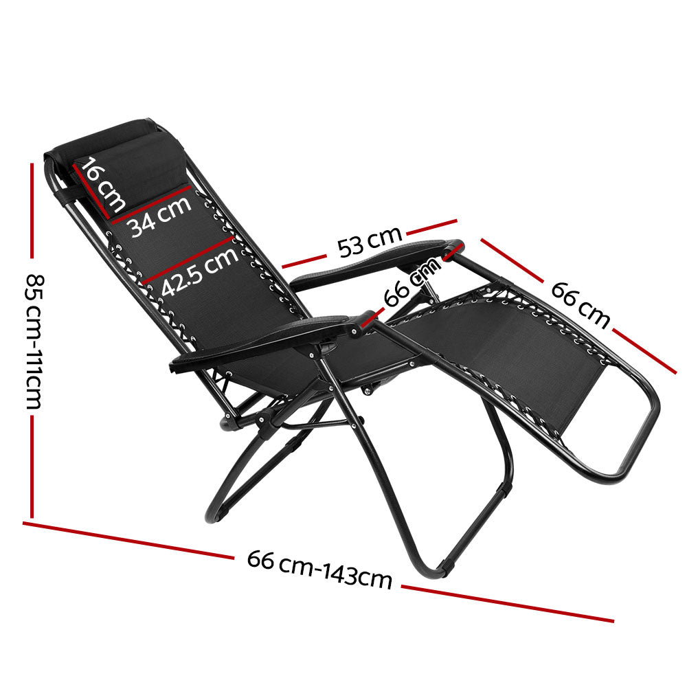 Gardeon Outdoor Portable Recliner - Black-1