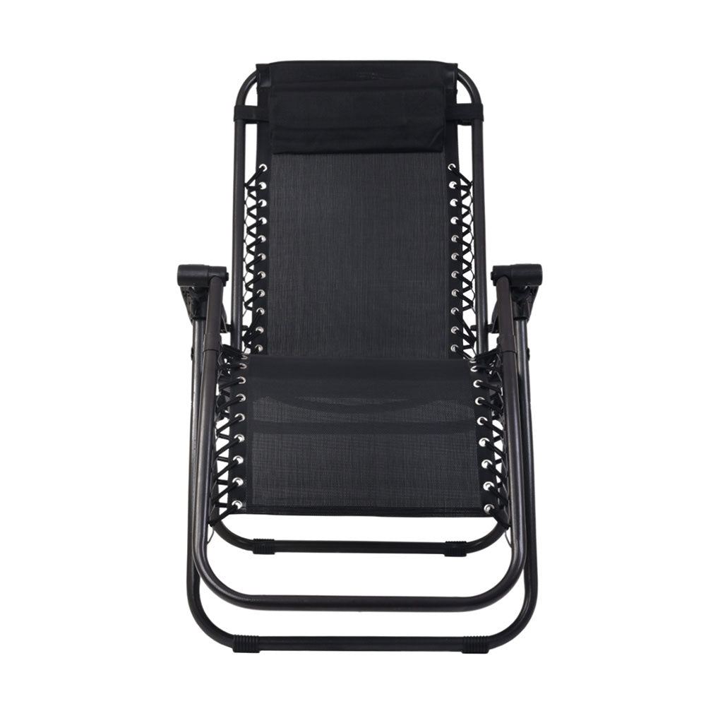 Gardeon Outdoor Portable Recliner - Black-2