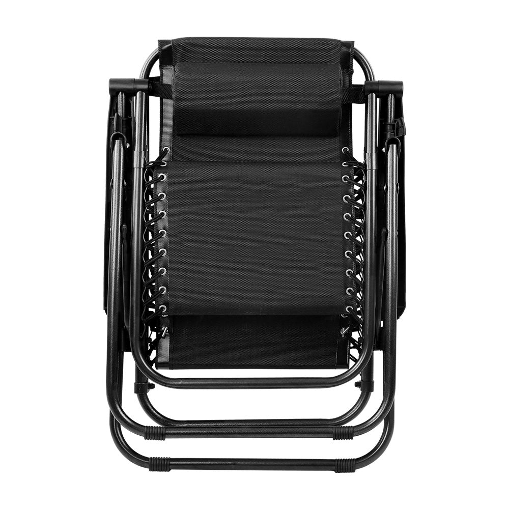 Gardeon Outdoor Portable Recliner - Black-4