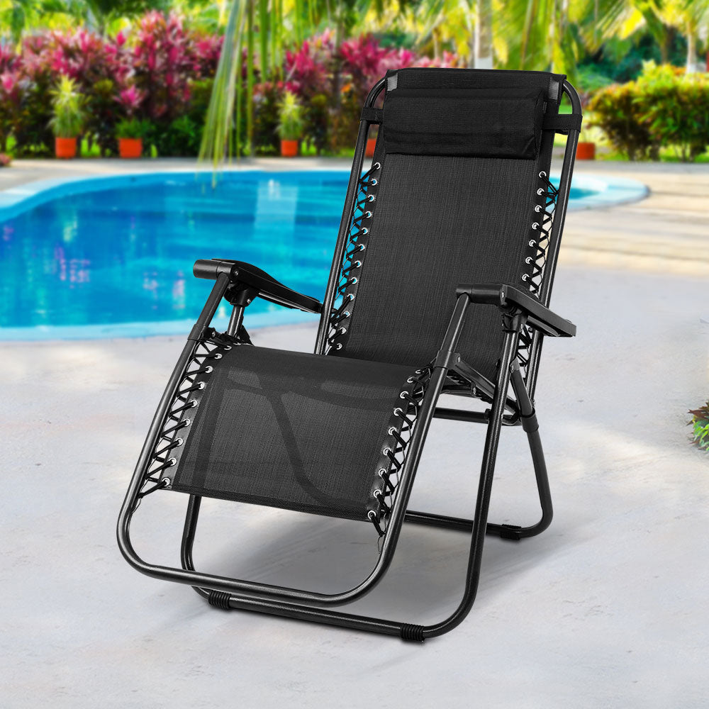 Gardeon Outdoor Portable Recliner - Black-7