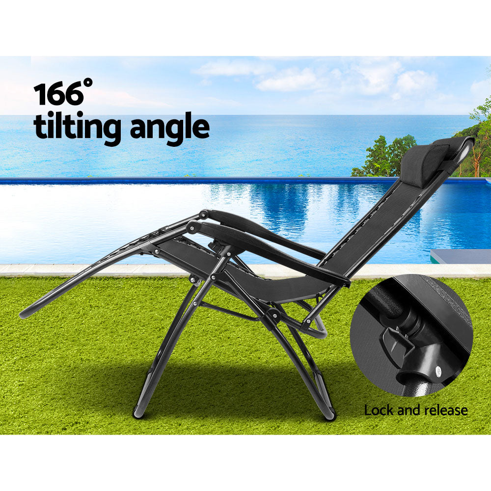 Gardeon Outdoor Portable Recliner - Black-8