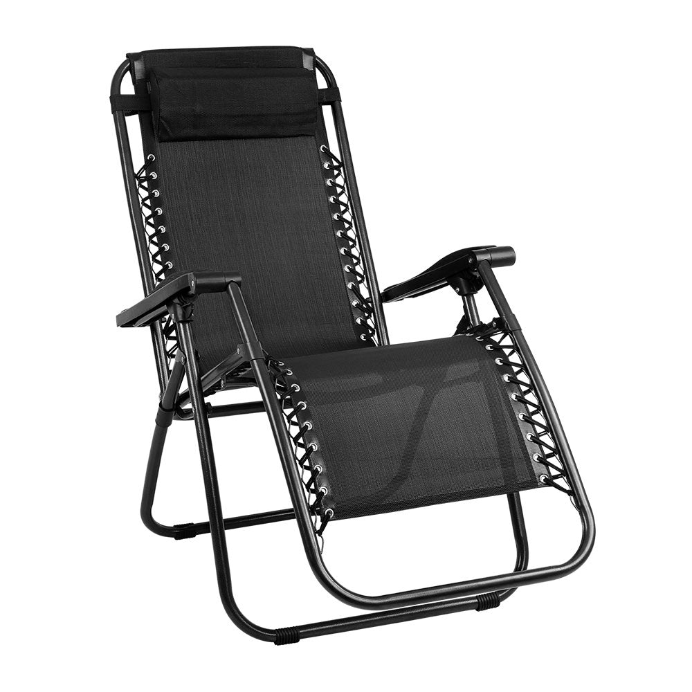 Gardeon Outdoor Portable Recliner - Black-0