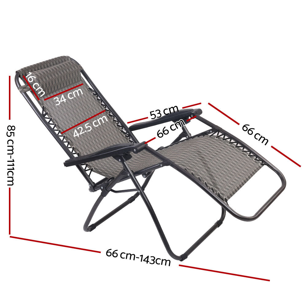 Gardeon Outdoor Portable Recliner - Grey-1