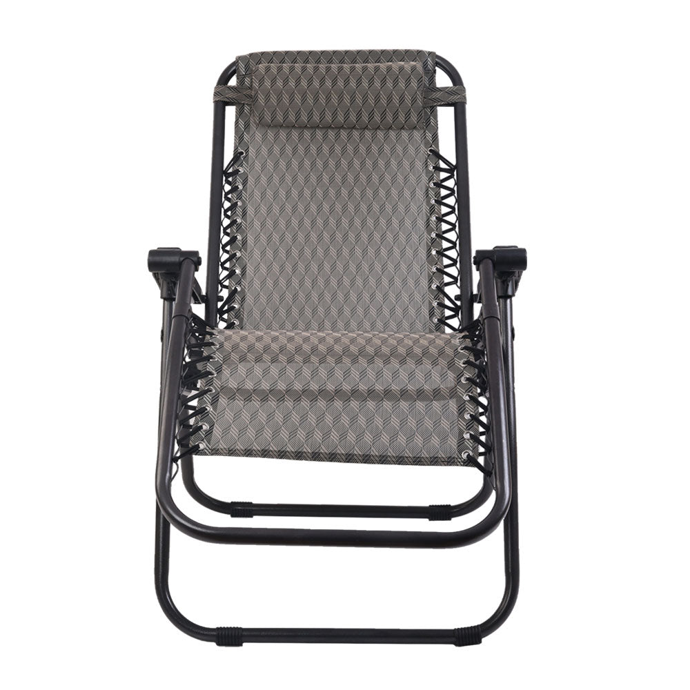 Gardeon Outdoor Portable Recliner - Grey-2