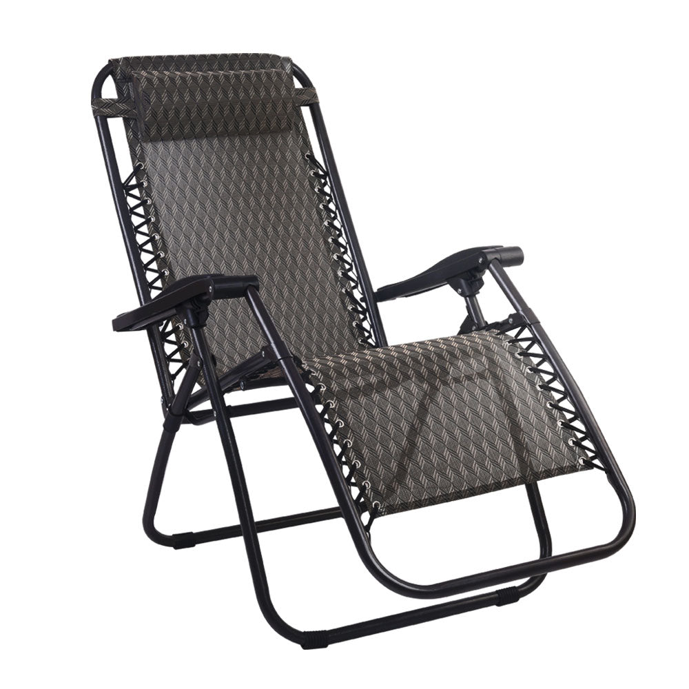 Gardeon Outdoor Portable Recliner - Grey-0