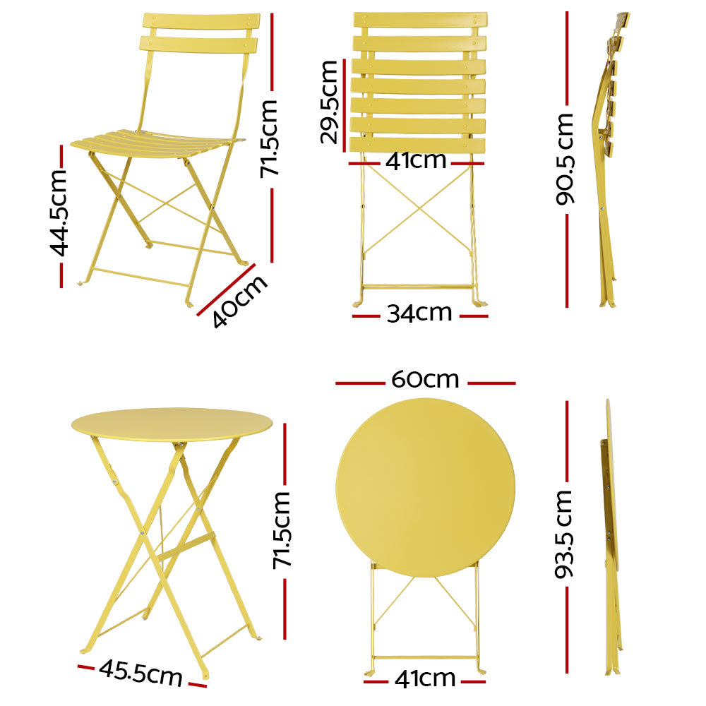 Gardeon Outdoor Setting Bistro Set Table and Chairs Folding Patio Furniture-1