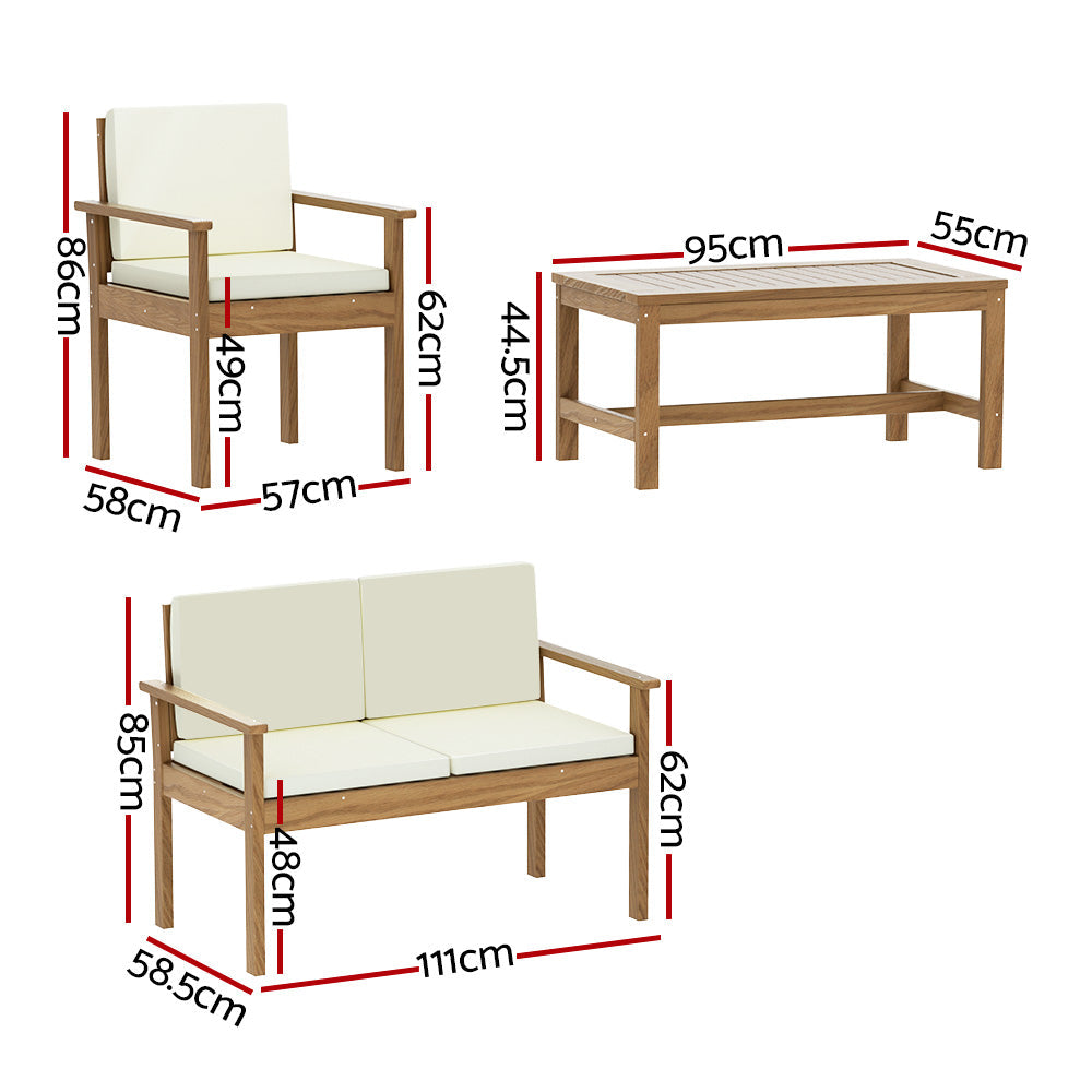 Gardeon Outdoor Sofa Set 4-Seater Acacia Wood Lounge Setting Table Chairs-1