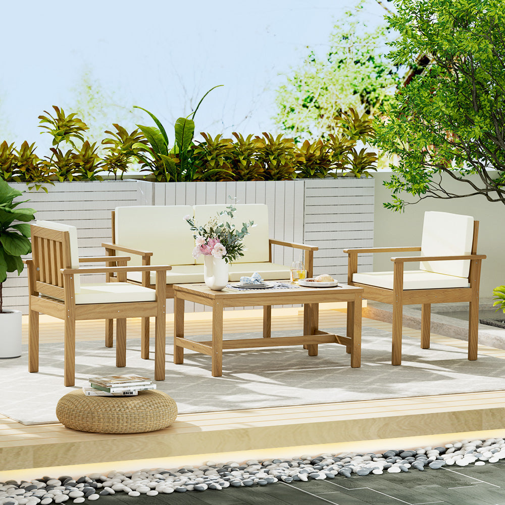 Gardeon Outdoor Sofa Set 4-Seater Acacia Wood Lounge Setting Table Chairs-7