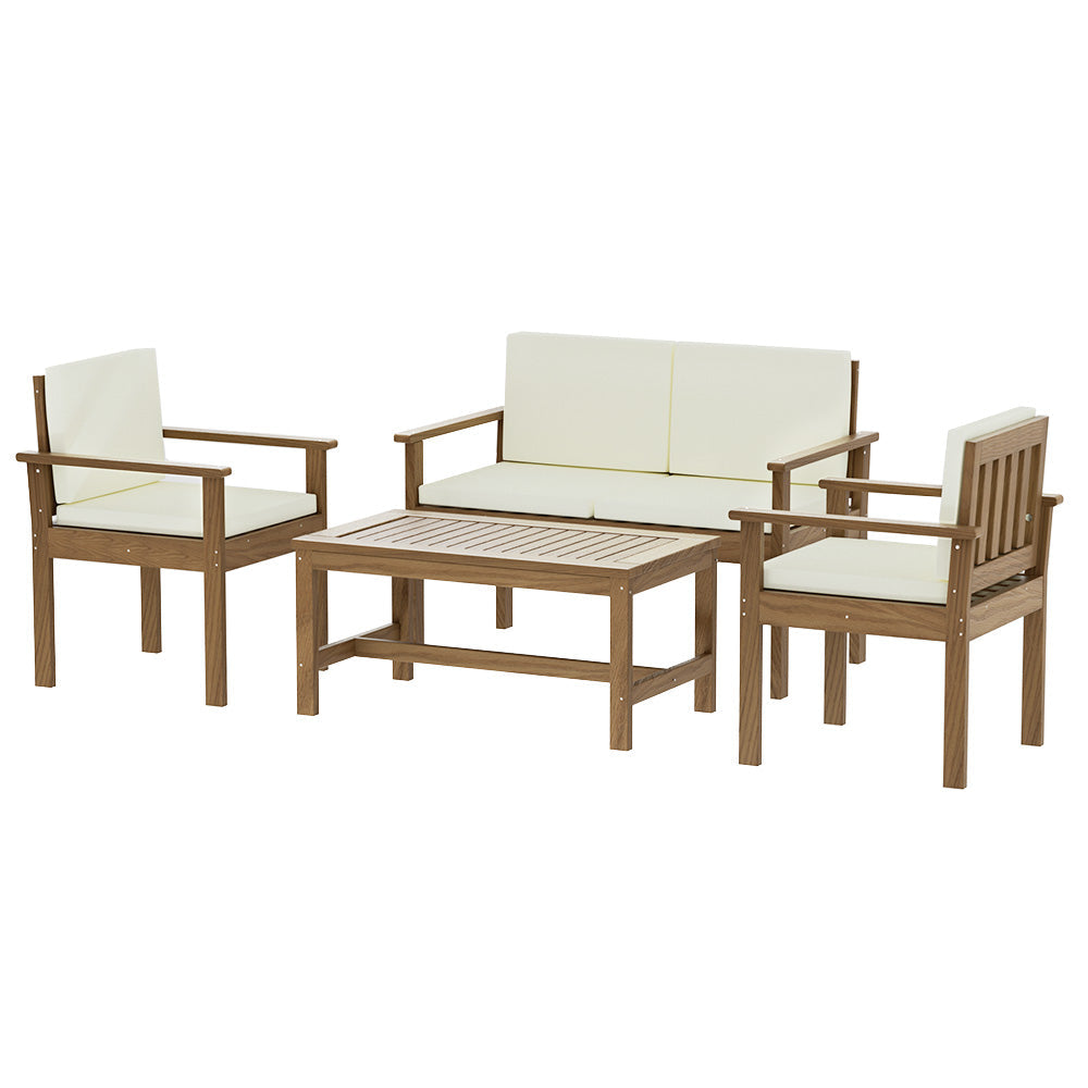 Gardeon Outdoor Sofa Set 4-Seater Acacia Wood Lounge Setting Table Chairs-0